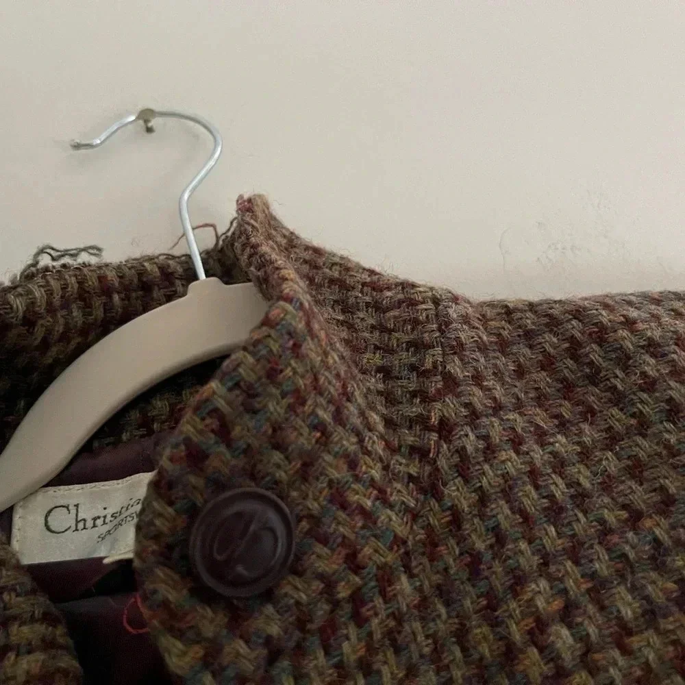 Vintage Christian Dior wool blazer dark academia size 4 preppy retro tweed chic